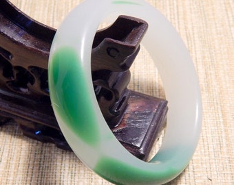 62mm Green Jade Bangle for Jewelry Bracelet Collection Display Investment