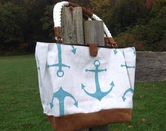 Items similar to Wine Bag Blue Anchor Canvas Marine Rope Knot Nautical ...