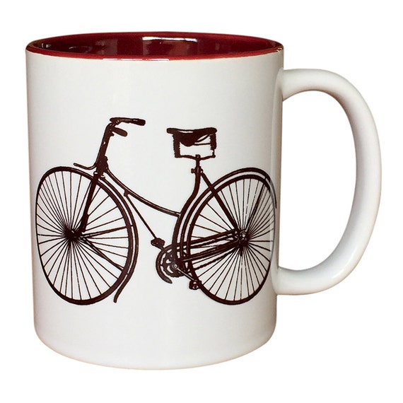 Vintage bicycle coffee mug by NeedsAndWishesArt on Etsy