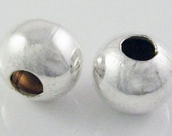 100pcs--Round Beads, Silver Plated,10mm