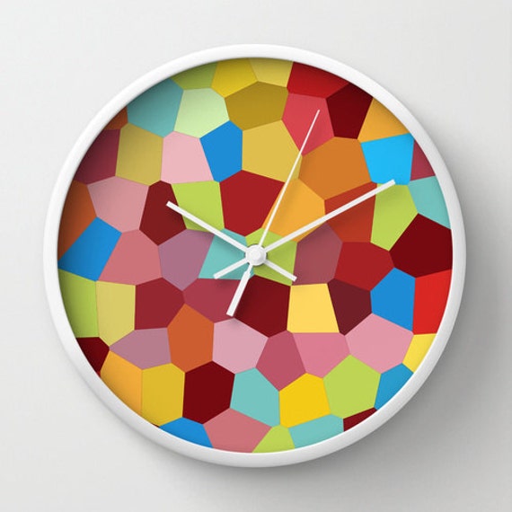 Colorful Wall Clock Art Clock Unique Clocks by DesignbyJuliaBars
