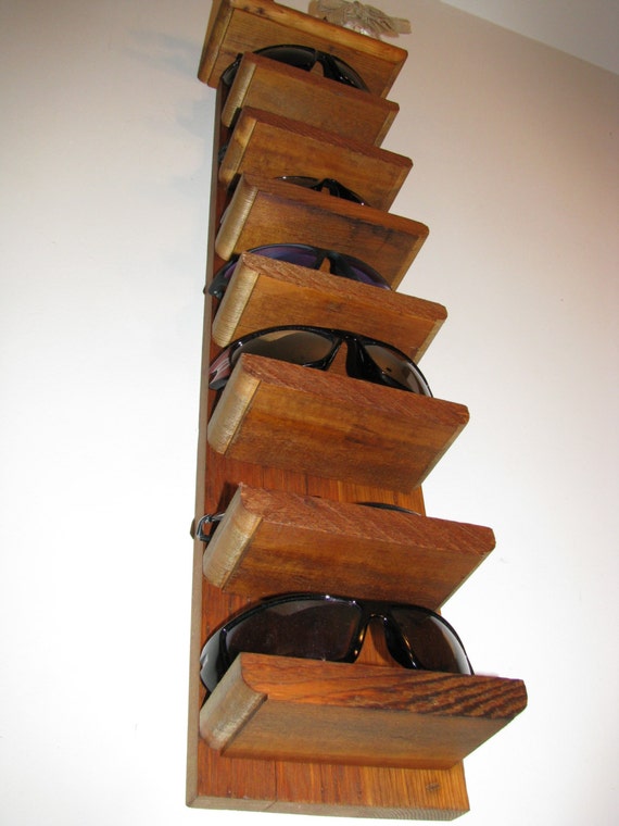 Items similar to Rustic Wood Sunglass Shelf Eyeglass Holder Storage