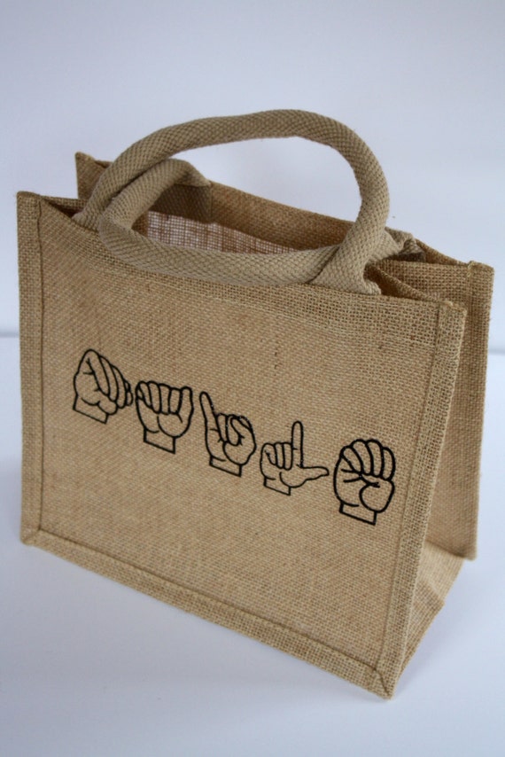 Tote gift bag ASL Say it Sign Language by GlampAndGritDesign