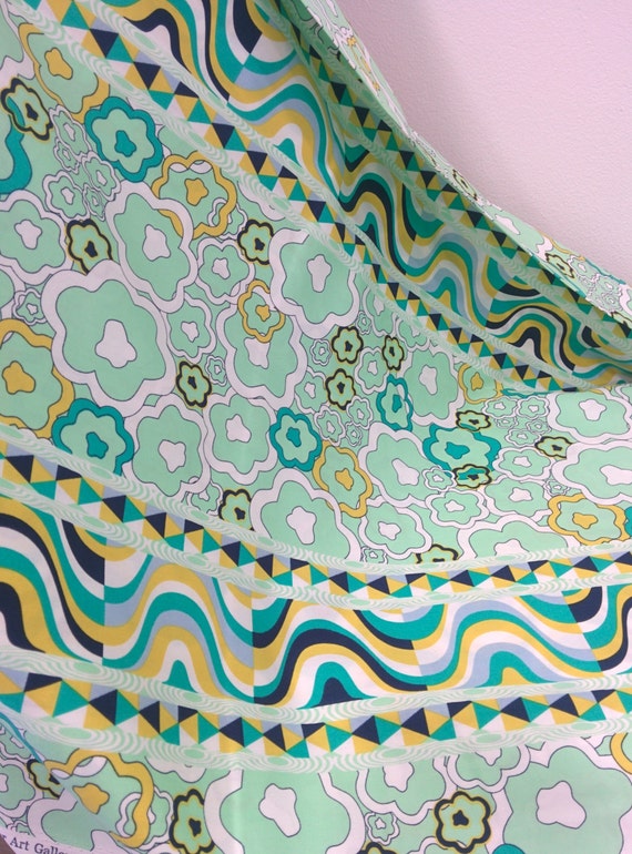 Mint colored fabric with geometric print and by chicandfabric