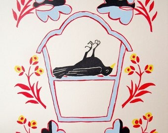 Shrine for a blackbird, limited edition screen-print