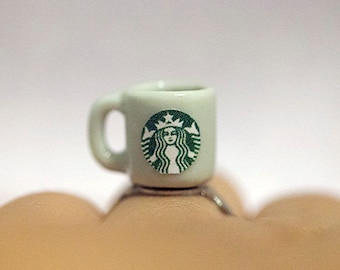 Miniature Starbucks Coffee ring with adjustable ring band