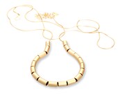 Gold Necklace, Contemporary  Long Gold necklace, Gold Pendent, Horseshoe Necklace, Statement Necklace,  Lyri.
