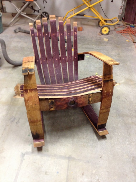 Items similar to Repurposed Wine Barrel Rocking Chair on Etsy