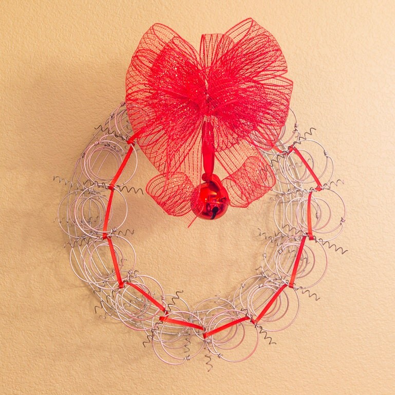 Red Bedspring Christmas Wreath