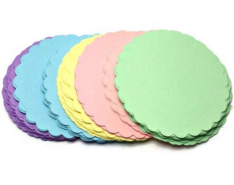 Pastel tags, Gift tags, Scalloped Pastel Tags 50 - 2 inch tags