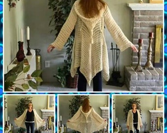 Crochet Patterns for Glenda's Hooded Gypsy Cardigan: fits women's sizes 5/6-11/12 and sizes 16-2X INTERMEDIATE LEVEL CROCHET