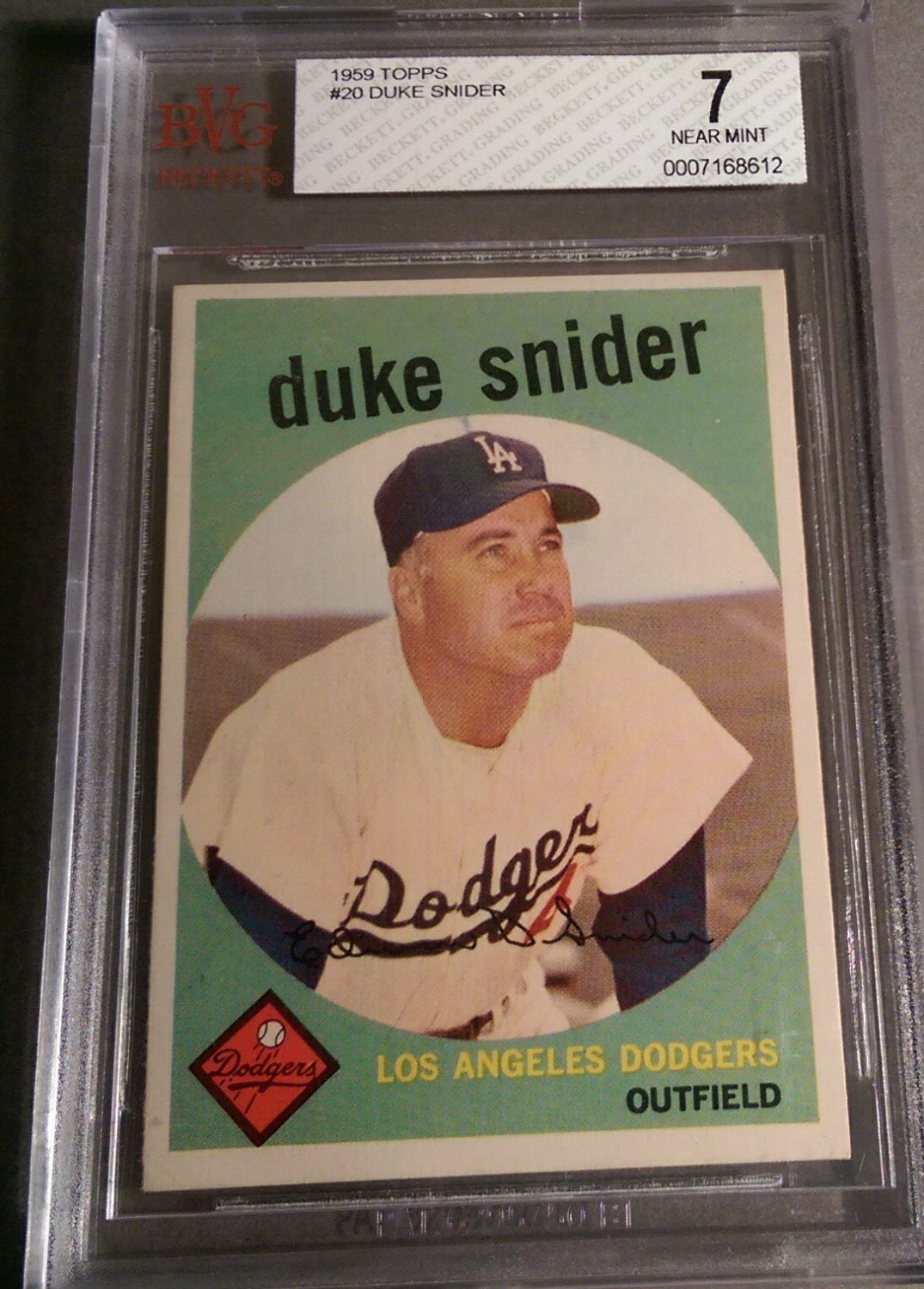 1959 Duke Snider Topps Baseball Card 20 Graded BVG by stevezeller