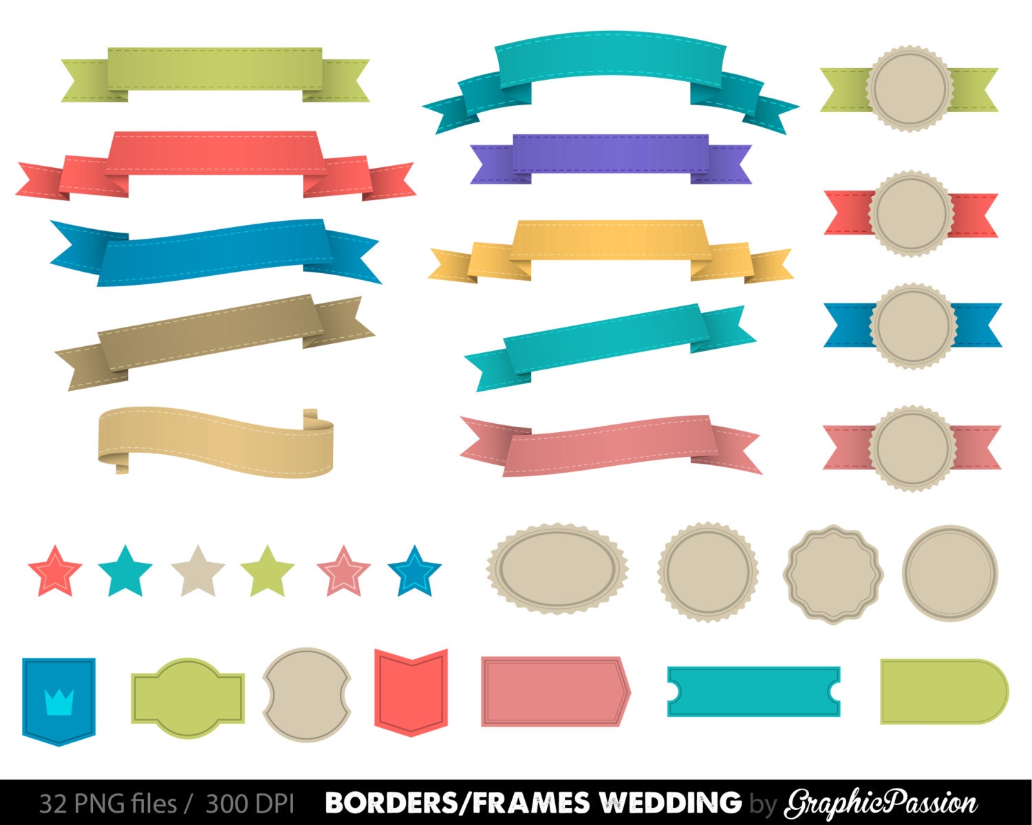 Digital Ribbon Banner Clipart Ribbon Clipart Banner Vector