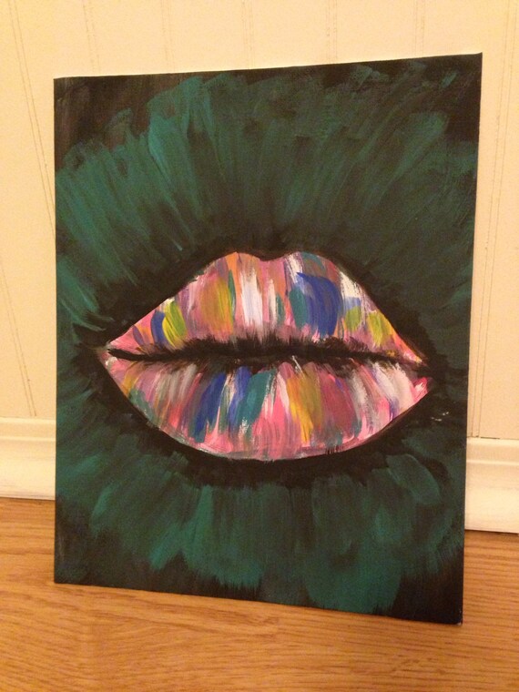 Abstract Lips Painting Seduction 8x10 Original by PaintsbyAneisa