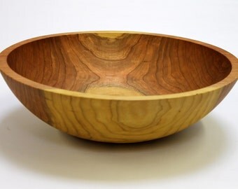 15" Large Wooden Salad Bowl,Wooden Salad Bowl,Food Safe Wooden Bowl,Traditional Wood Bowl,Cherry Salad Bowl,Cherry Bowl,Hardwood Bowl