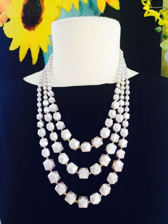 Vintage Lucite Bead Necklace Costume Jewelry / 3 Long