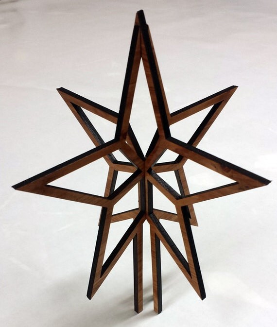 Christmas tree topper natural Oak star. by ThatStencilLaser