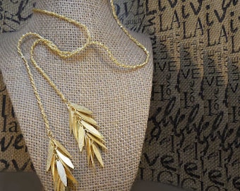 Hand-Crafted Lariat Gold Fringe Rope Necklace