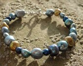 Blue Pearl Bracelet, Freshwater Pearl Bracelet, Pearl Bracelet, Unusual Pearls
