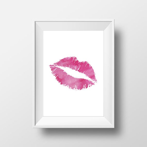 Lip Kiss Pink Print 8x10 Instant Download Kiss by PrintAndUse