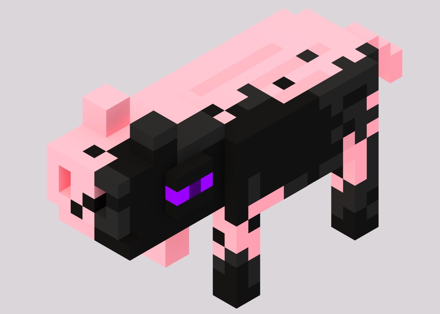 Blocky Ender Pig Vinyl Wall Decal Minecraft Inspired