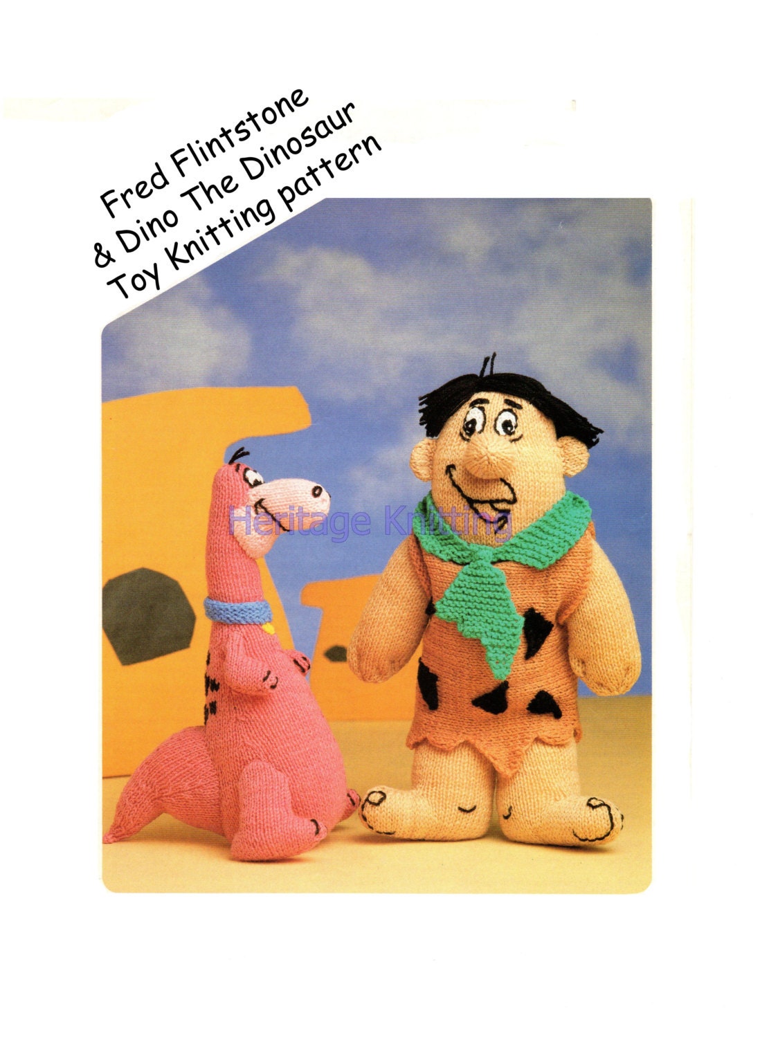 fred flintstone and dino toy dk knitting pattern 99p