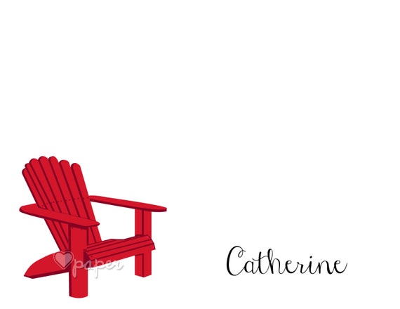 Red Adirondack Chair  Printed Thank You Cards Folded Flat Card 