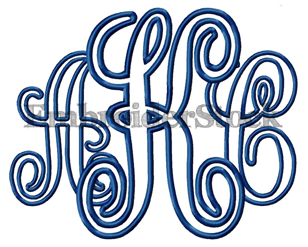 Vine Monogram Applique Font Downloadable Interlocking Font