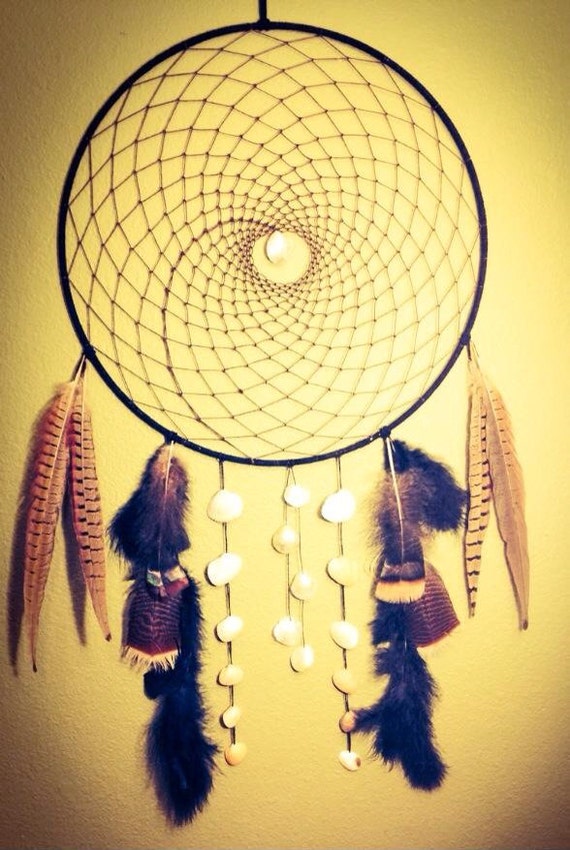 Large Shell Dream Catcher 19in web by CradleandMoon on Etsy