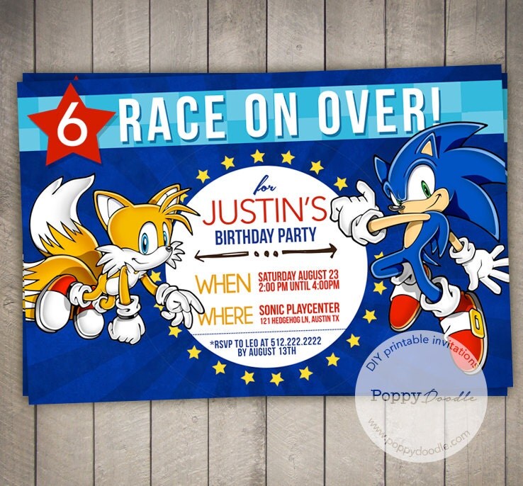 Sonic the Hedgehog Custom Printable Birthday by PoppyDoodleCo
