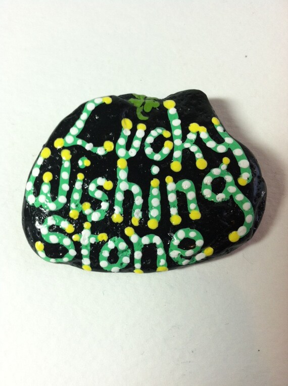 Items similar to Lucky Wishing Stone LUCKY Rock Painted