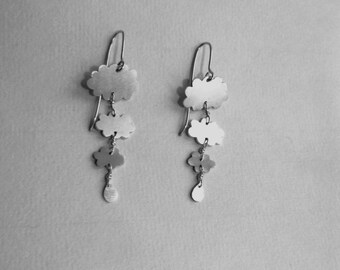 boucles d'oreilles trois nuages argent