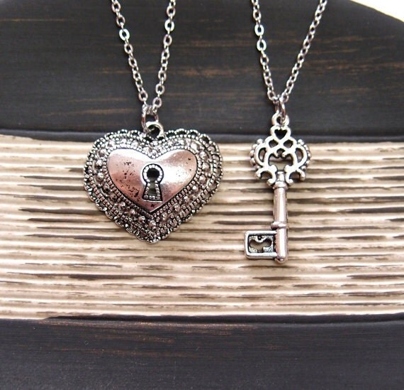 2 lock and key necklaces 2 best friend necklace key to my