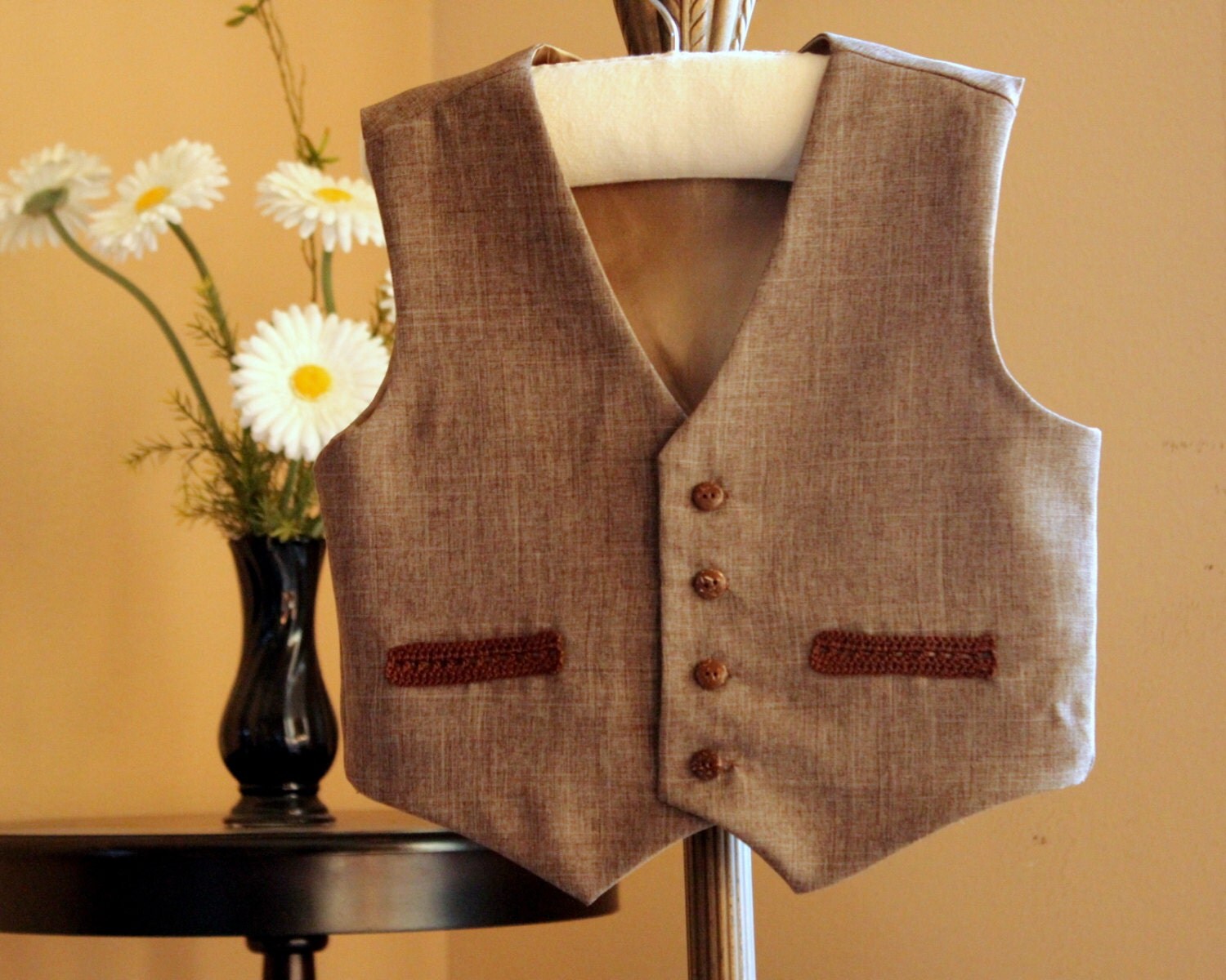 Kids Brown Vest Brown waist coat for baby toddler boys