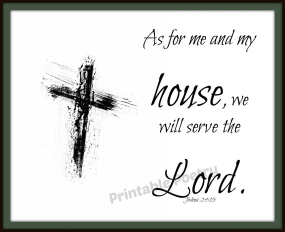 Scripture Wall Art, As for Me and My House, Printable Bible Verse, Gift