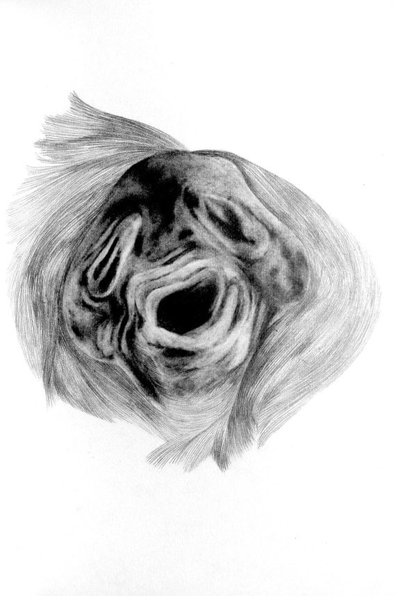 Items similar to Ghost fish / Original drawing / French Contemporary