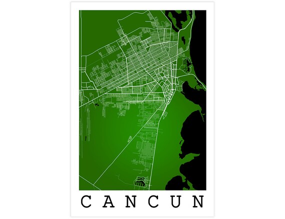 Cancun City Street Map Cancun Mexico Modern Art Print Cancun