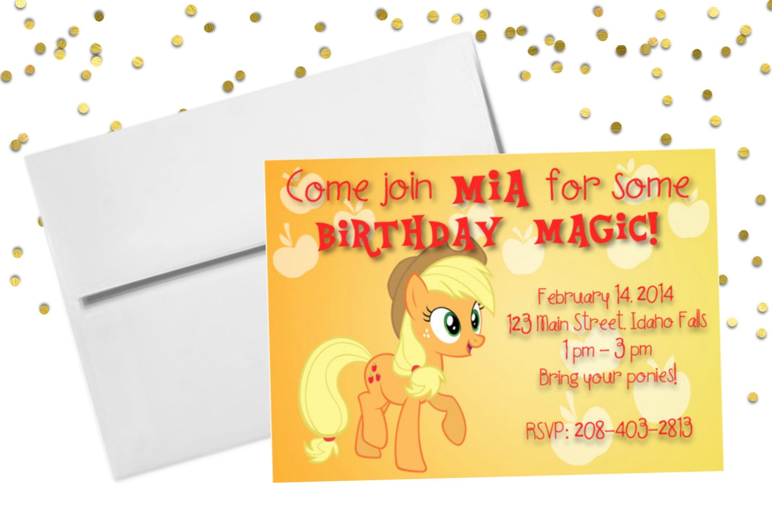Personalized Birthday Invitation My Little Pony Apple Jack