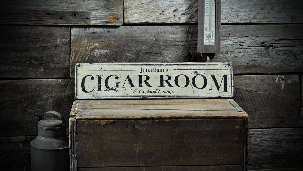 Custom Cigar Room Cocktail Lounge Sign Rustic Hand Made