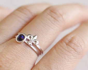fleur de lis ring . fleur de lis jewelry . fleur de lys ring . stackable fleur de lis ring . fleur de lis stacking ring // 4FLIS