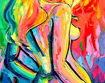 Abstract Nude print colorful art by Aja The Only Shadow Was