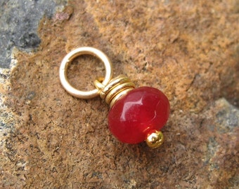 Gold Ruby Gemstone Charm - July Birthstone - Ruby Necklace