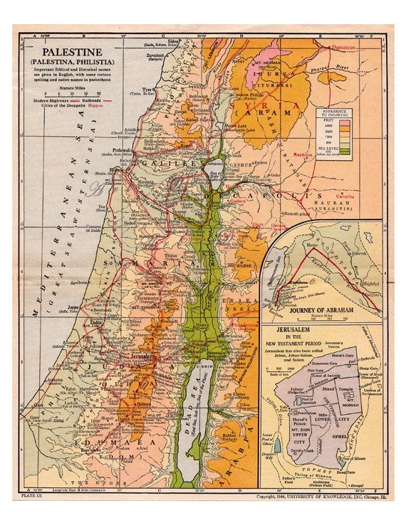 map of Palestine vintage printable digital download no. 596