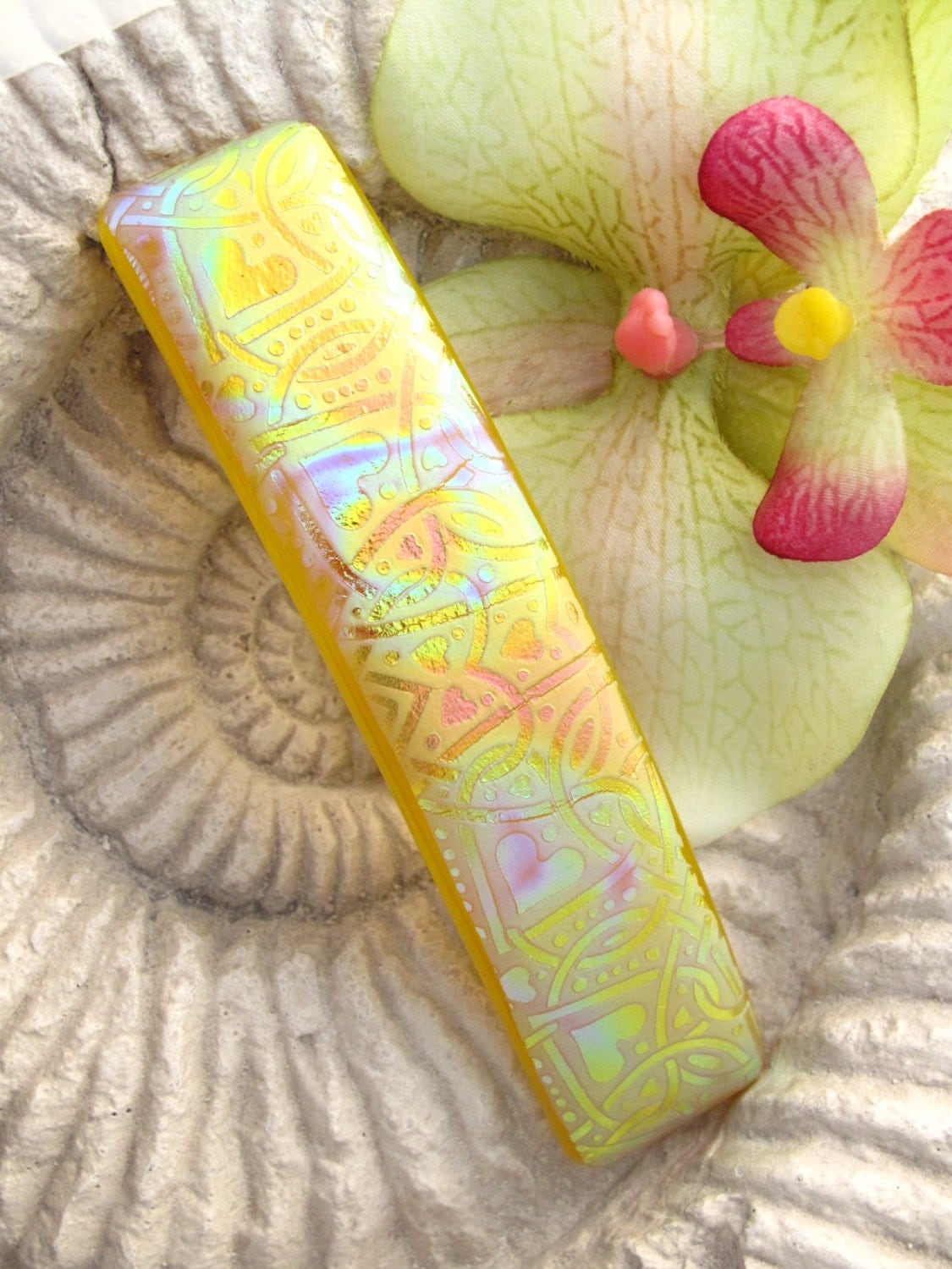 Large Barrette Medium Barrette Yellow Barrette Satin by ccvalenzo