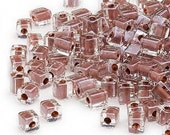 Miyuki 4mm cube bead clear color lined brown 4mm Seed bead brown Miyuki(224)10gm small cube japanese seed bead japanese cube bead 2778