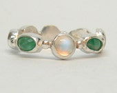Eternity Ring with Emerald and Moonstone-Emerald Ring-Alternative Wedding Band