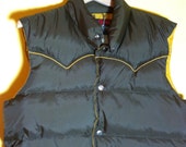 Vintage 70s Down vest- Western brown gold puffy- Cowboy sz med.