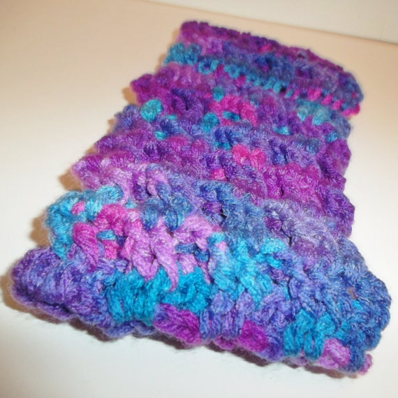 Items similar to Purple and Blue Waffle Stitch Ear Warmers on Etsy