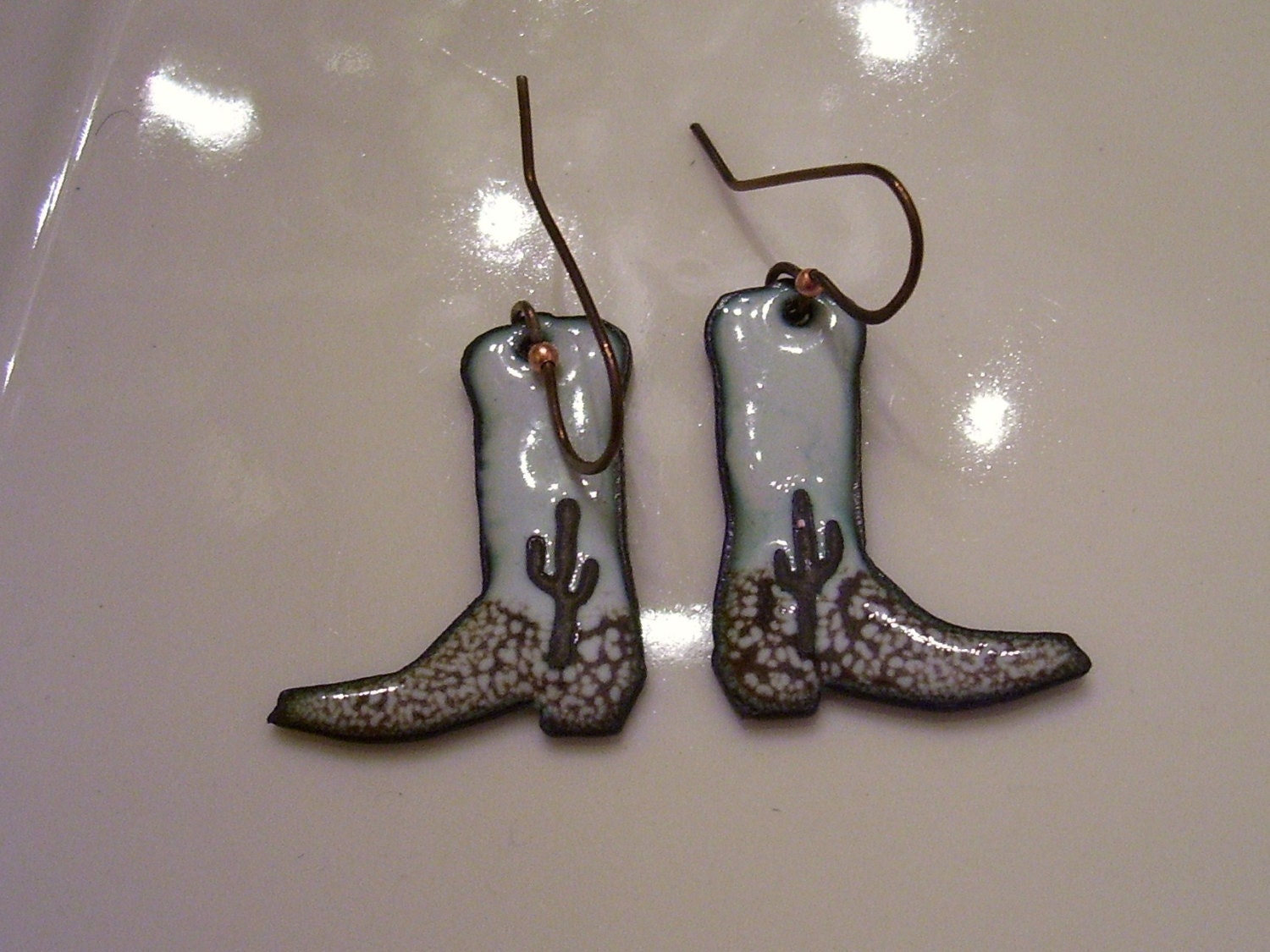 Enameled Cowboy Boot Earrings
