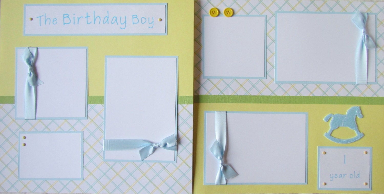 Scrapbook Album for BABY BOY 20 Premade Scrapbook Pages for
